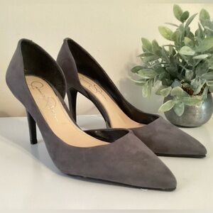 Jessica Simpson Charcoal Suede-Look Heels Sz 7